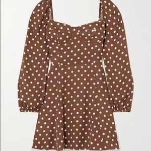 Reformation Mochi polka dot crepe mini-dress